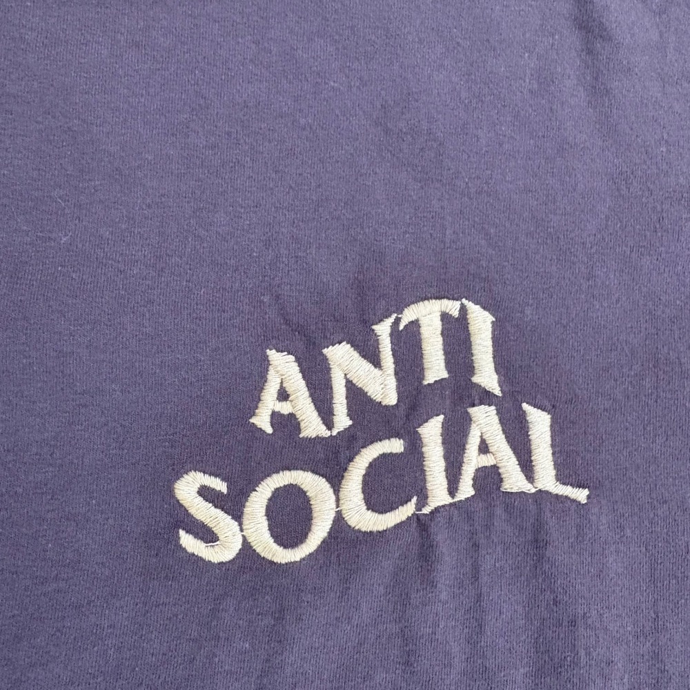 Eighty Eight Brand Anti Social Embroidered Graphic T-Shirt Mens Small